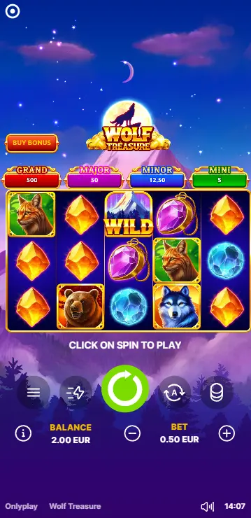 Wolf Treasure pokie in action